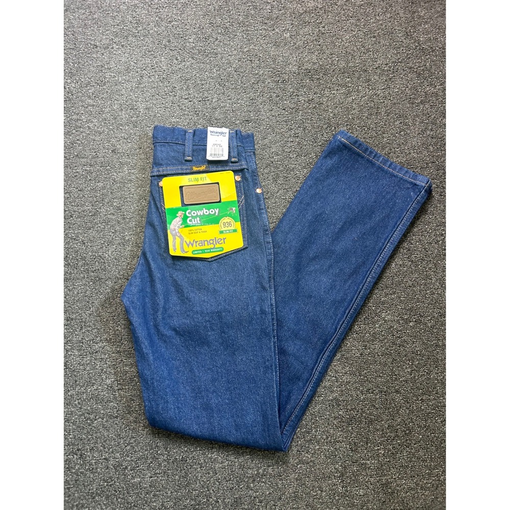Wrangler Cowboy Cut Slim Fit Blue Jeans Mens 27x34 Rigid Denim Work Rodeo NEW